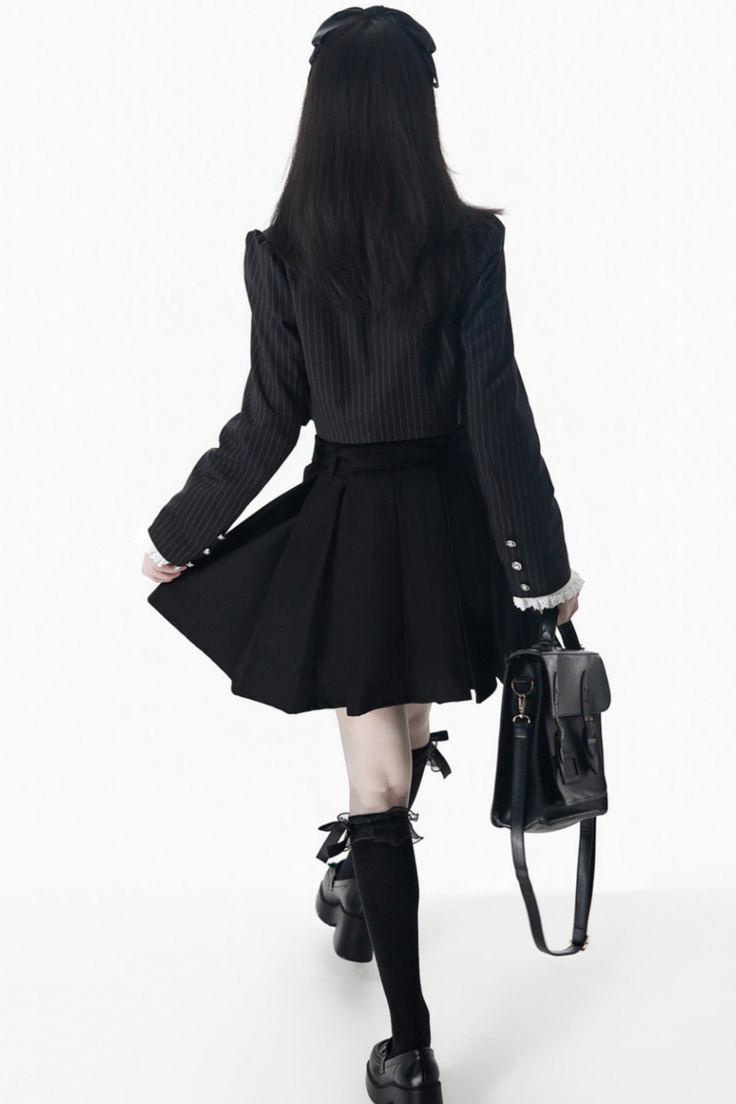 College Jacket + Suspender Skirt + Blouse + Tie