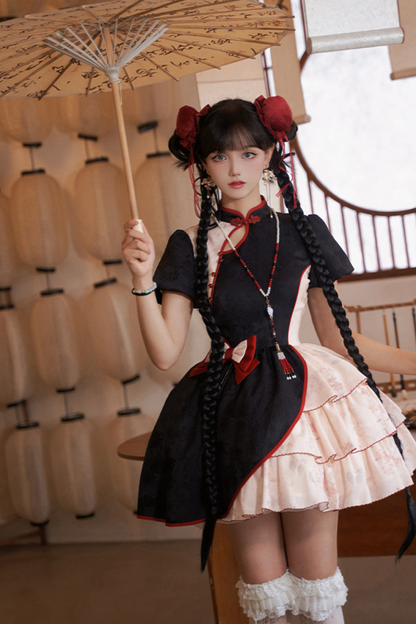 Retro Chinese-style Dress + Sleeves + Shawl + Accessories + Hairpin