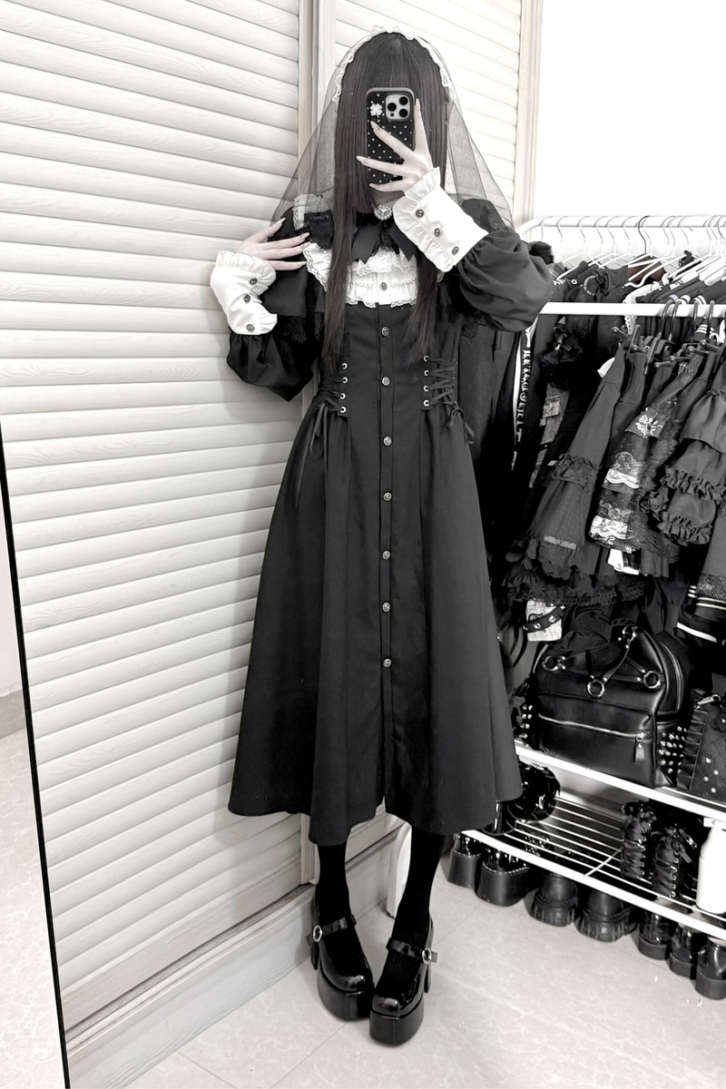 Gothic Layered Lace Long Dress
