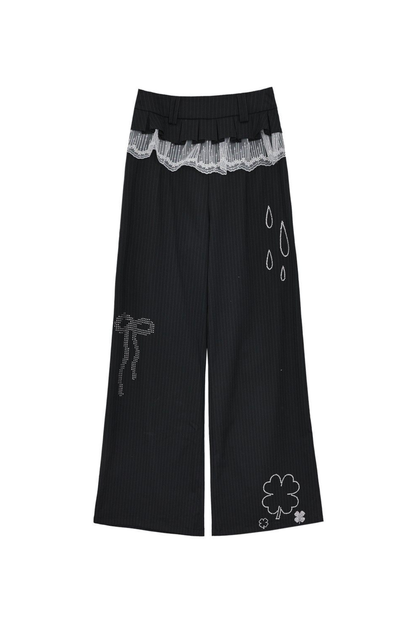 Rhinestone Striped Hoodie + Wide Pants