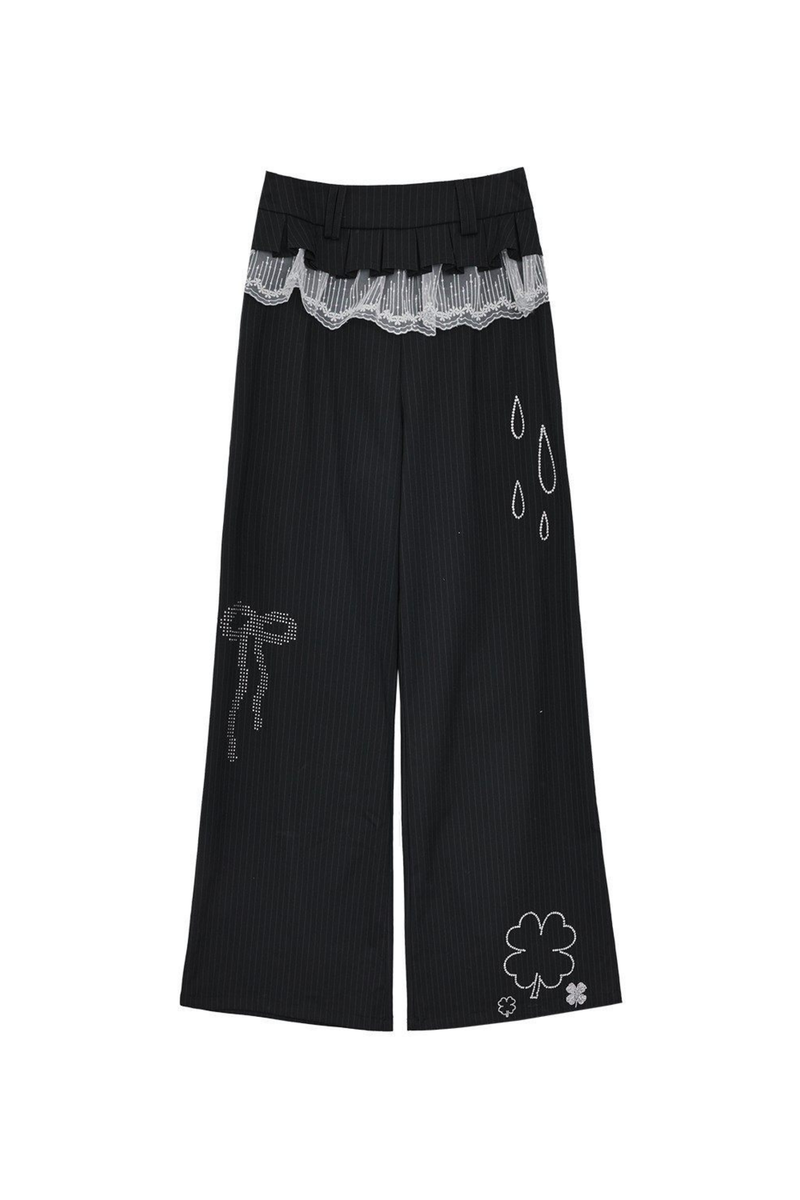 Rhinestone Striped Hoodie + Wide Pants