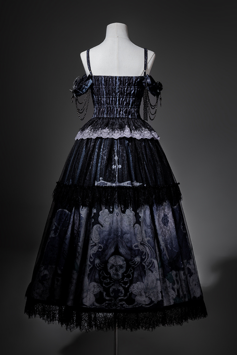 Gothic Style Dark Camisole Top + Dark Skull Skirt