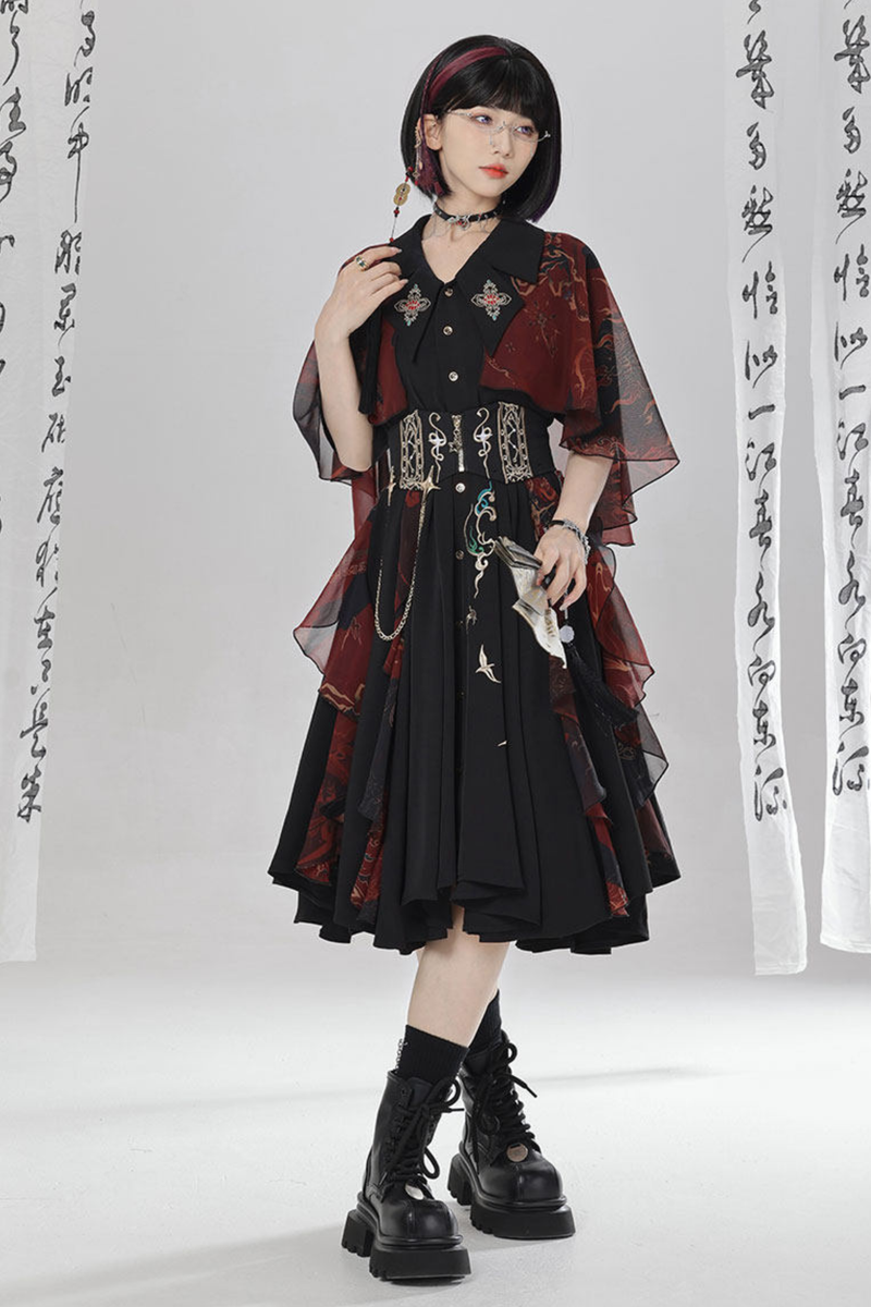 Chinese-style Embroidery Dress + Belt + Girdle