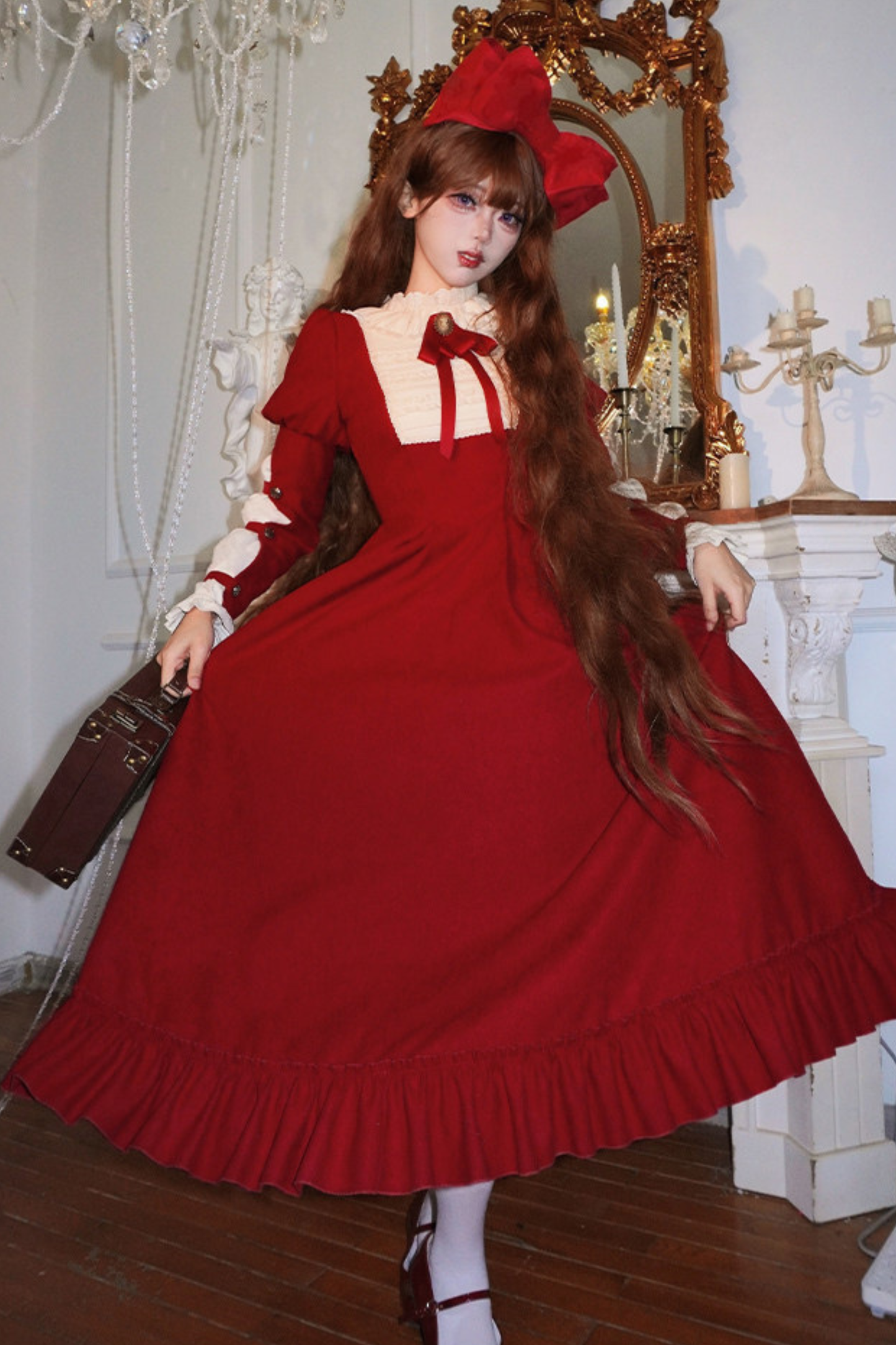 Lace Ruffle Lolita Dress + Bow
