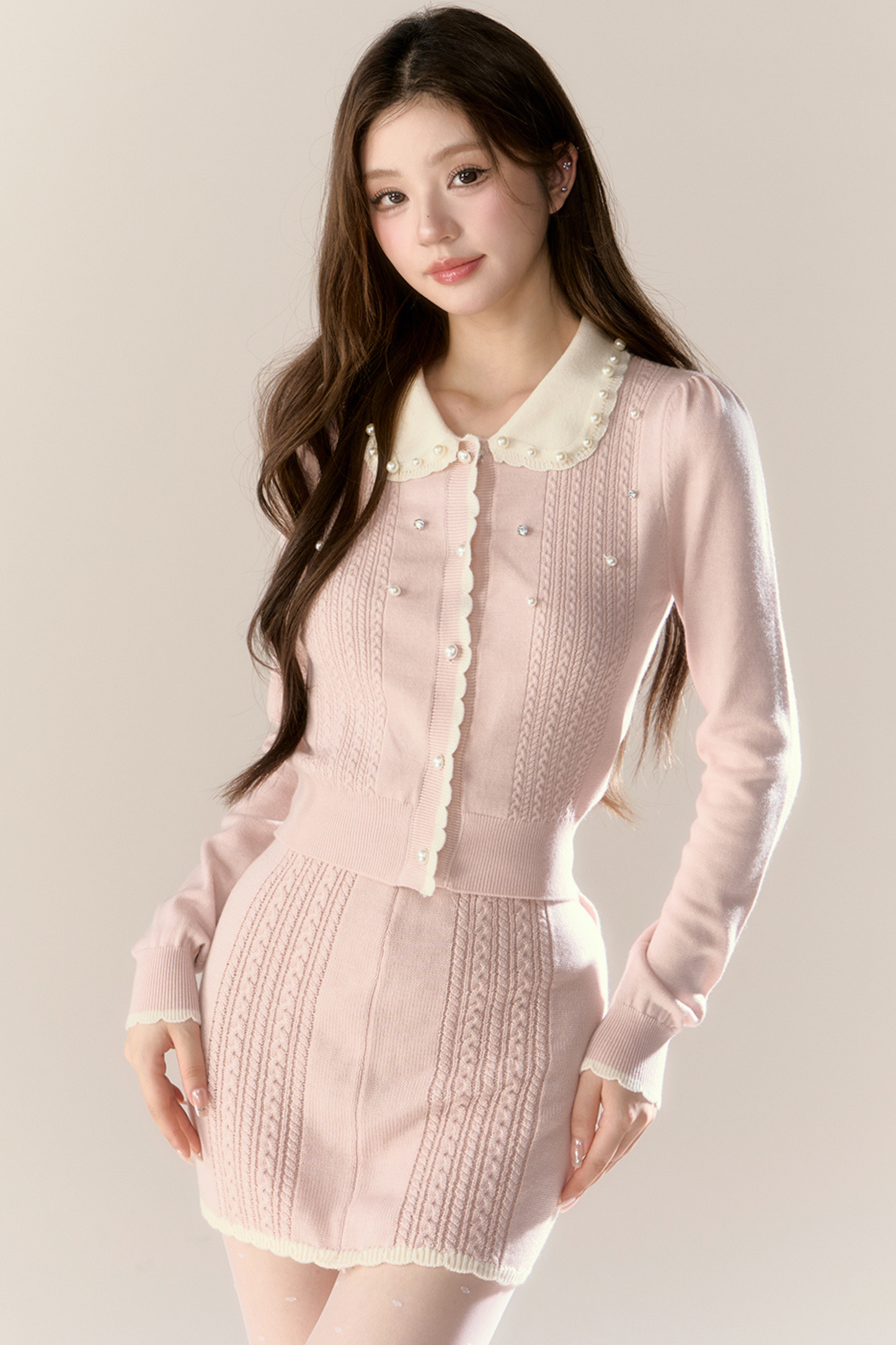 Sweet Island Doll Cardigan + Tight Skirt