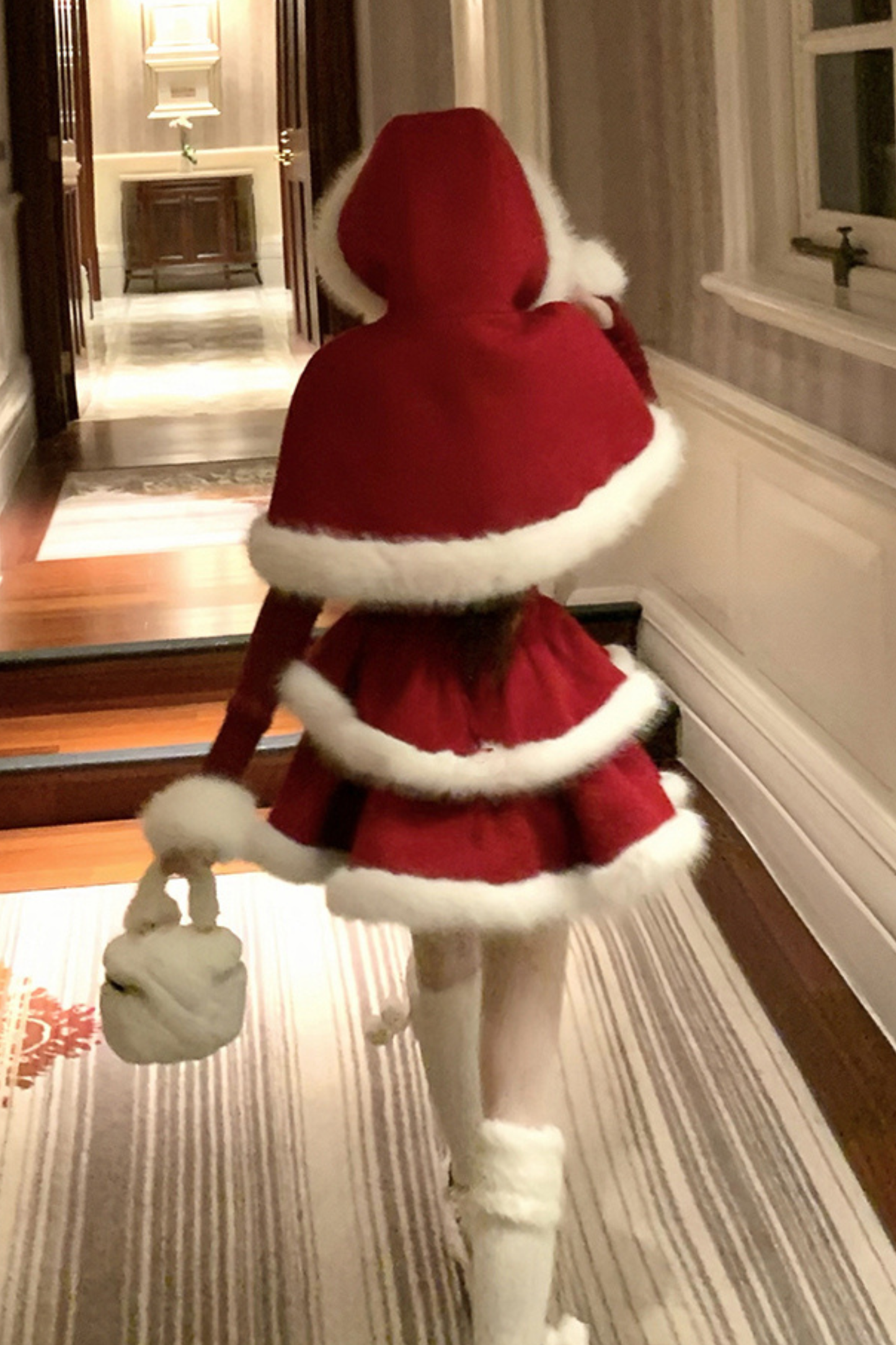 Red Velvet Cake Fur Coat + Suspender Skirt + Sleeves