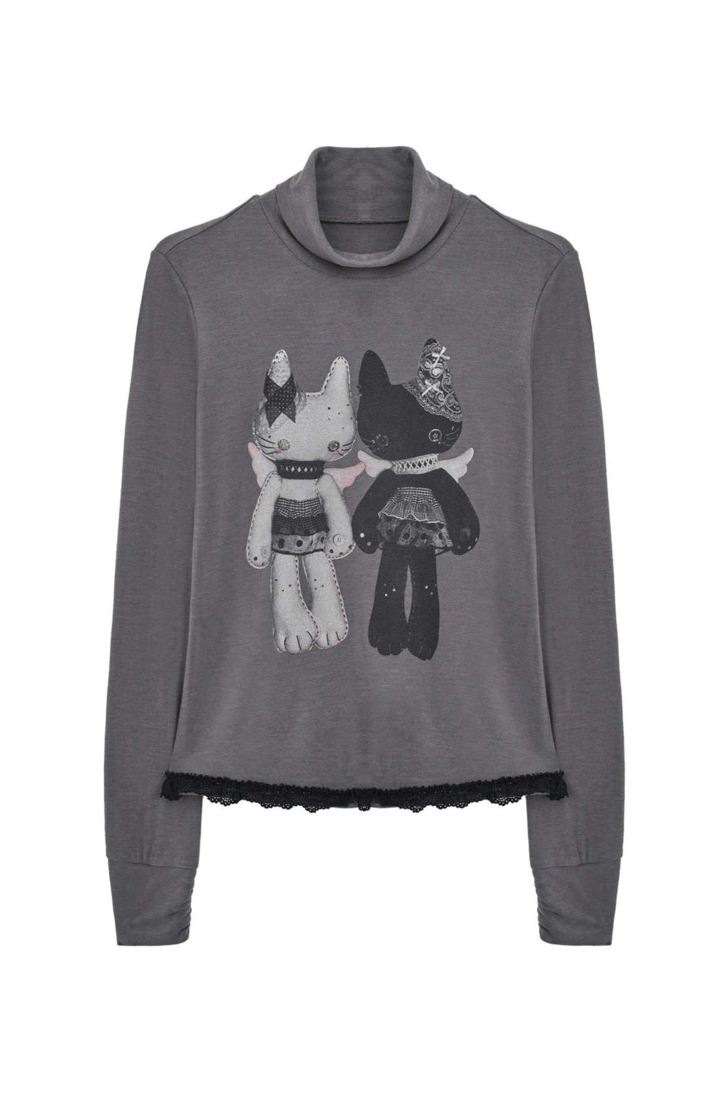 Animal Doll Print Top + Pleated Skirt + Wide Pants + Jacket