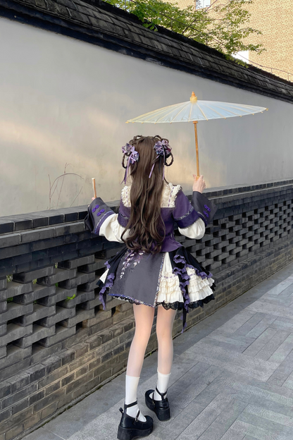 Chinese-style Girl Lolita Tops+skirt+headband+clip