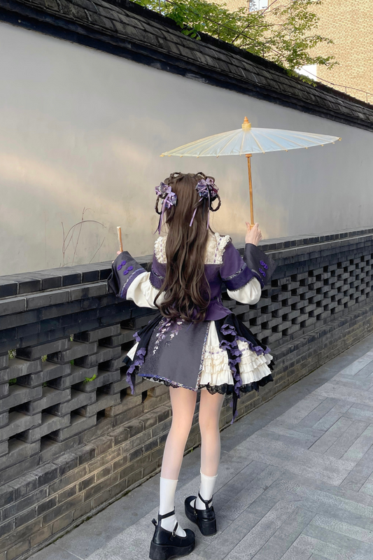 Chinese-style Girl Lolita Tops+skirt+headband+clip