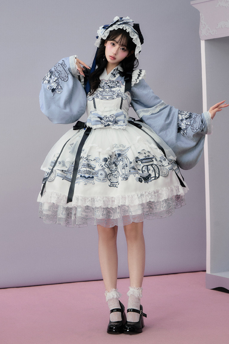 Chinese-style Design Flutter Sleeve Lolita Dress + Ribbon