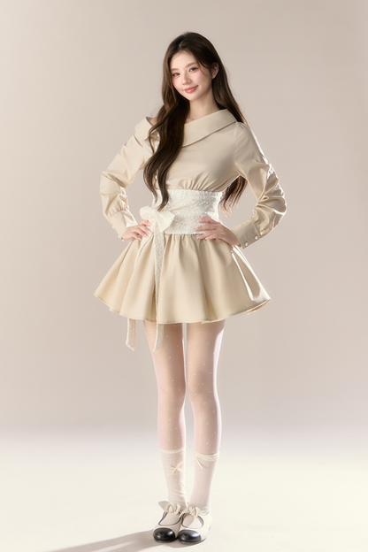 Heartbeat Signal Off Shoulder Shirt Dress