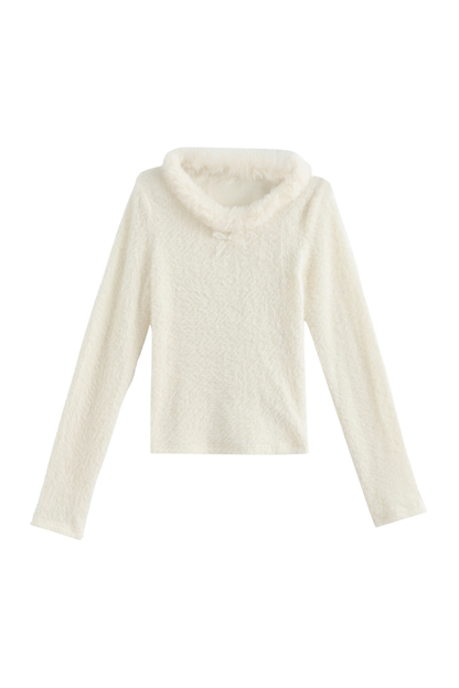 Sweet Ribbon Fur Knit Top