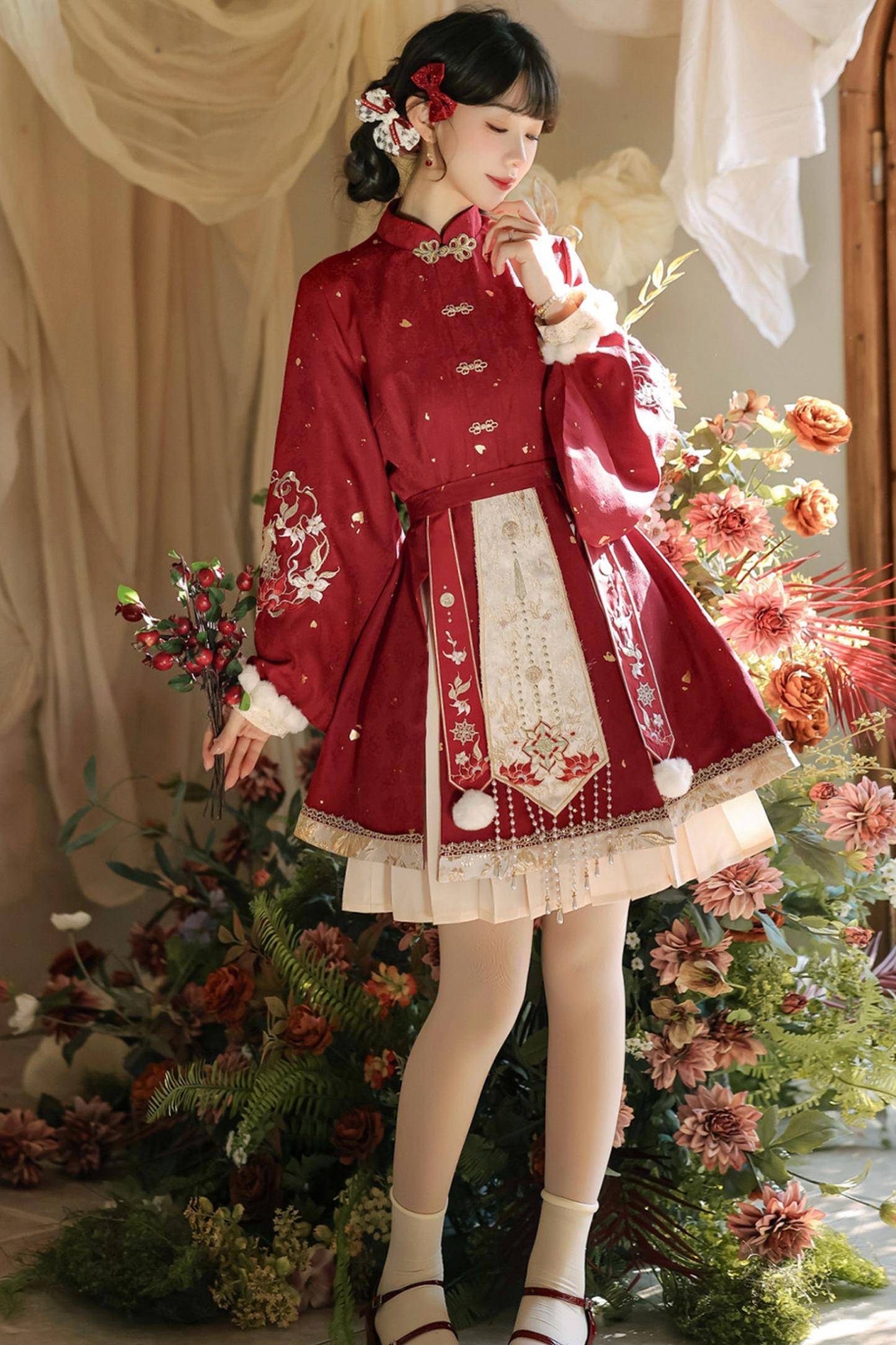 Chinese Lolita Red Dress Set
