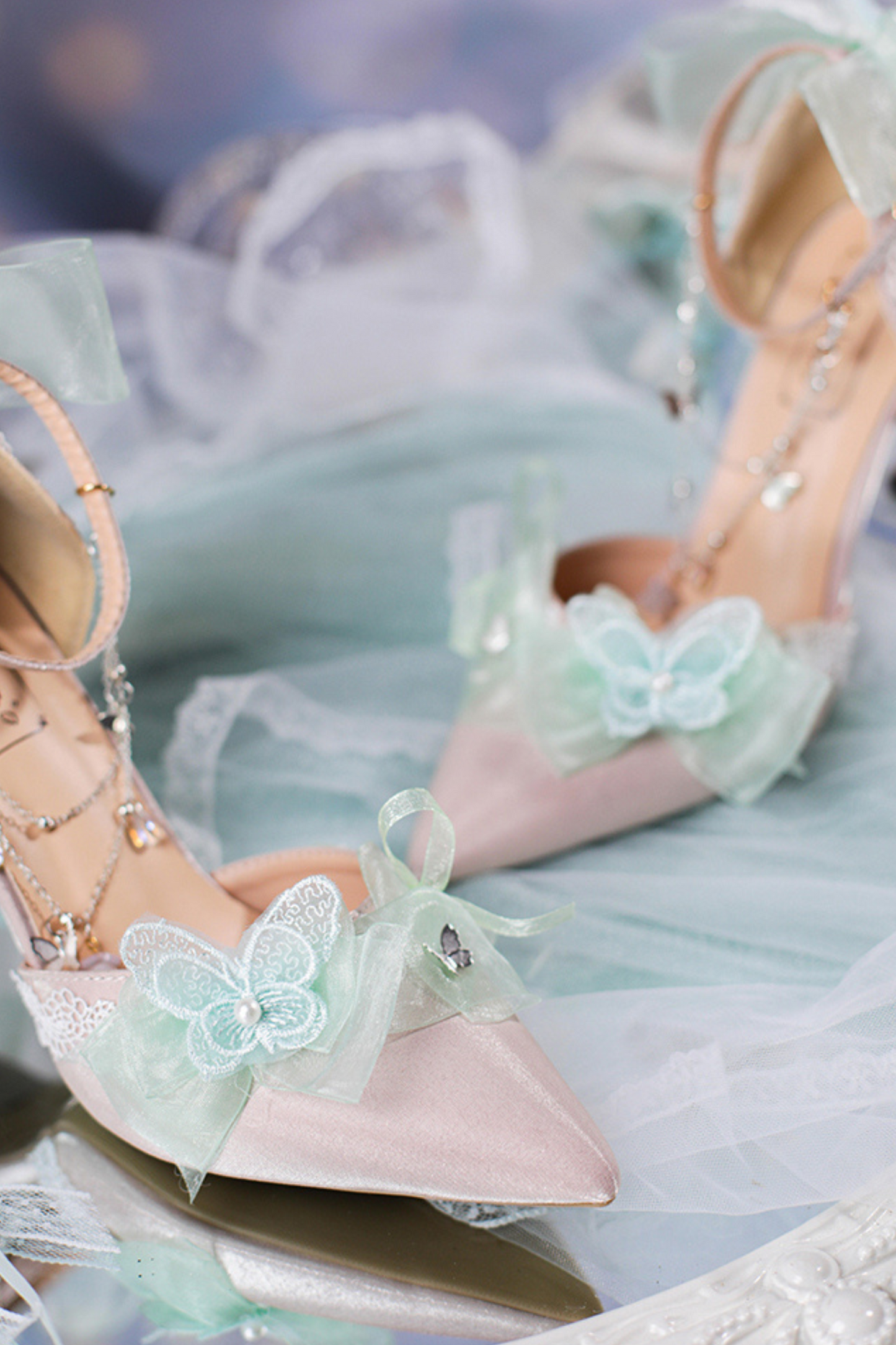 Sheer Light Chain Lolita Stiletto Pumps
