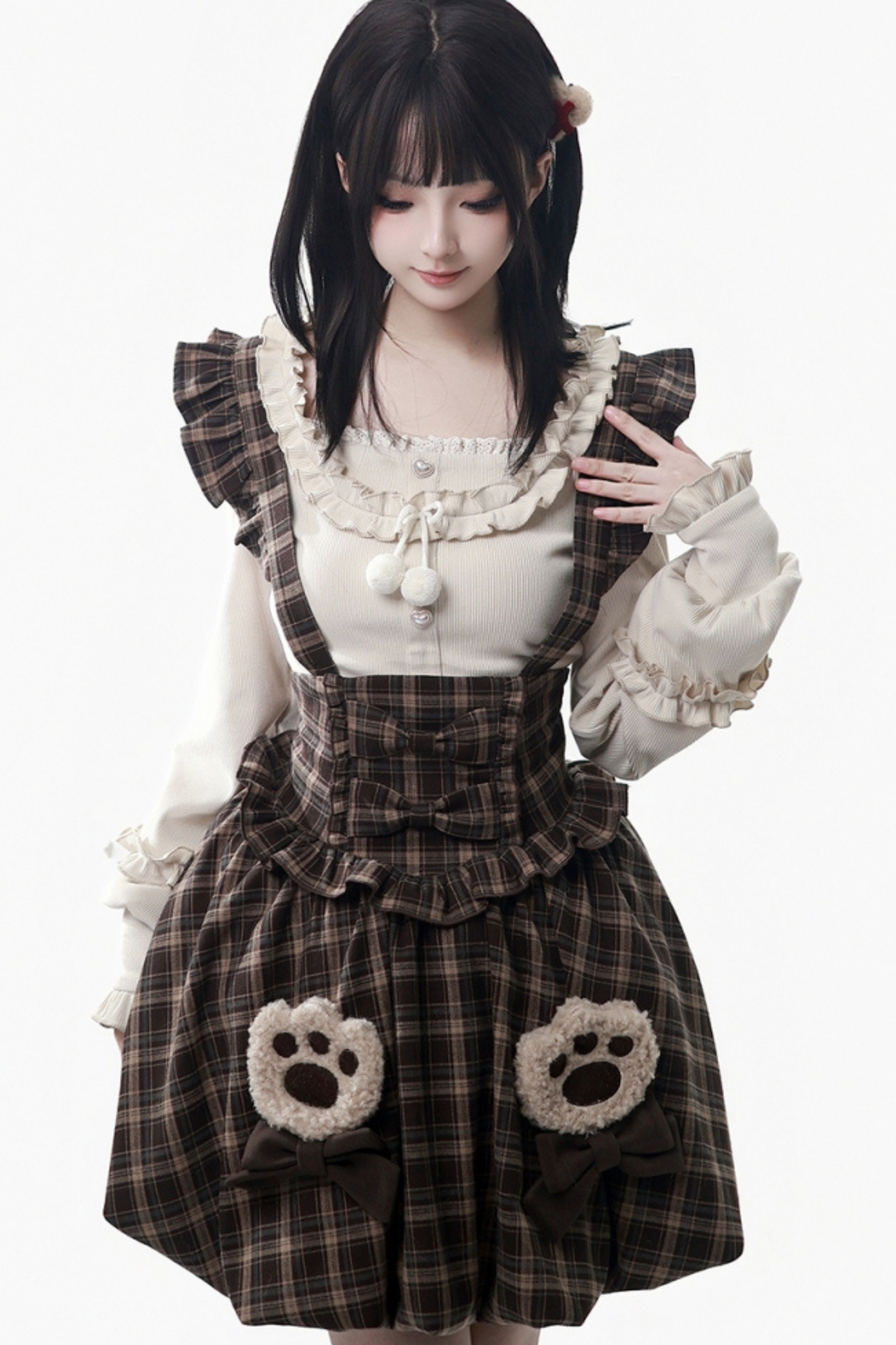 Velvet Bear Hooded Cape + Top + Suspender Skirt + Leg Covers