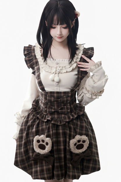 Velvet Bear Hooded Cape + Top + Suspender Skirt + Leg Covers