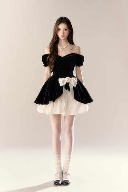Velvet French Black Dress
