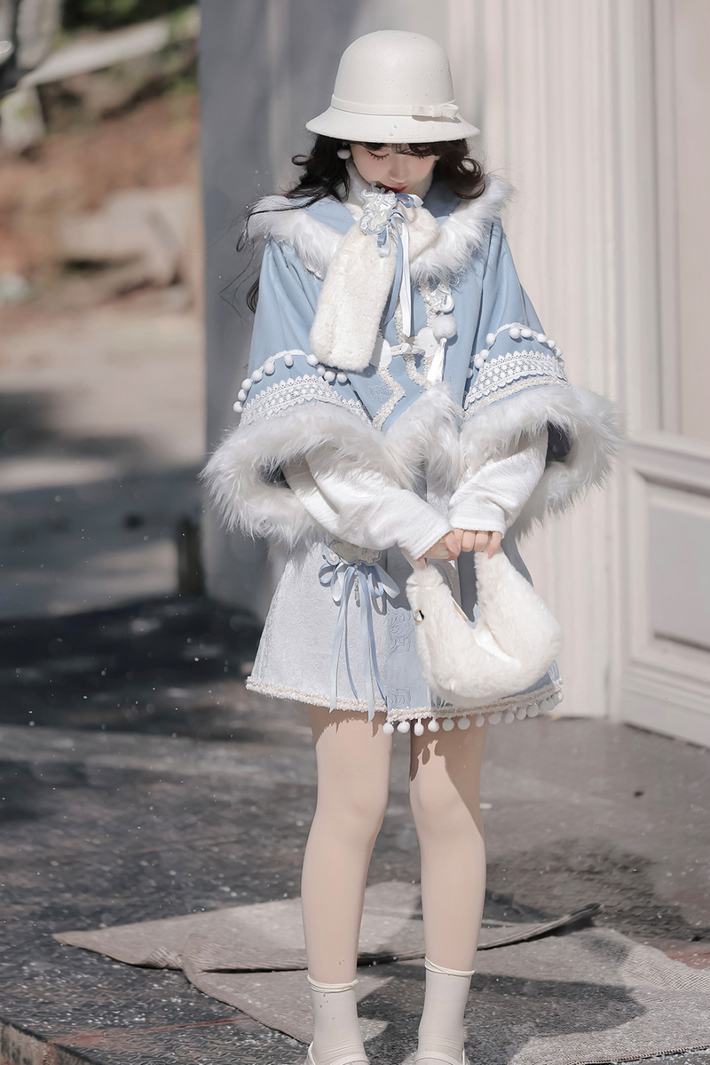 China Snow Lolita Jacket + Top + Skirt + Scarf