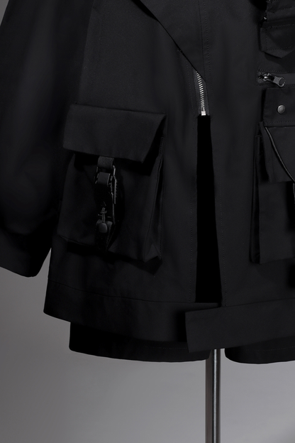 Dark Hooded Jacket + Shorts + Leg Covers