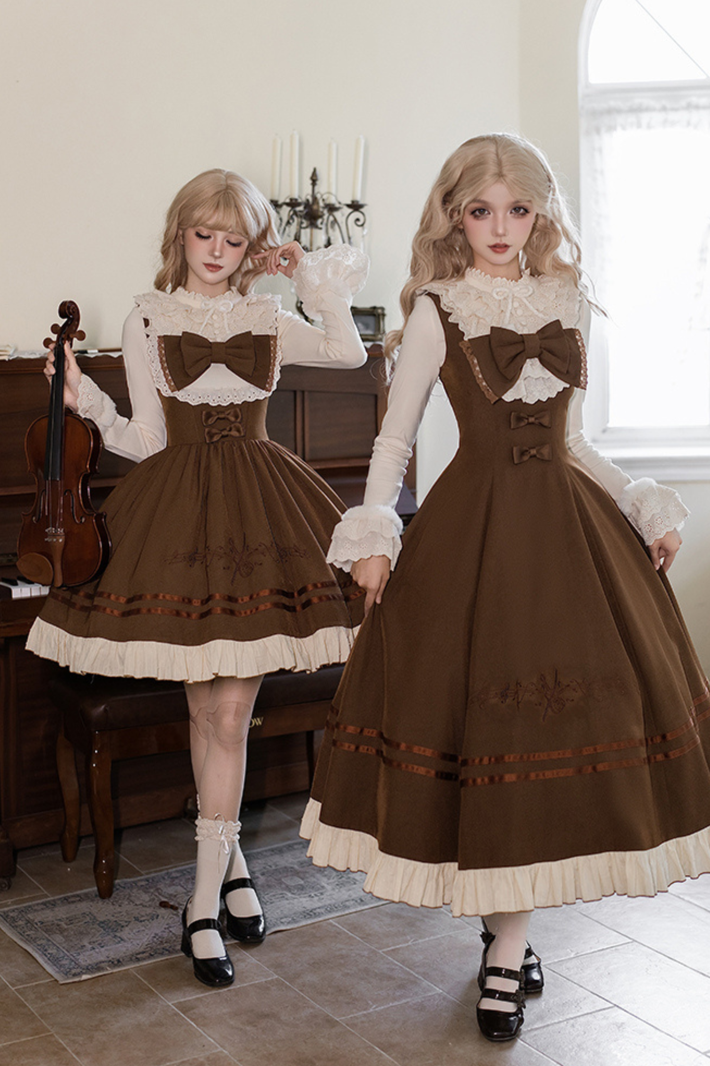 Twin Ruffle Doll Jumperskirt + Top + Ribbon + Hat