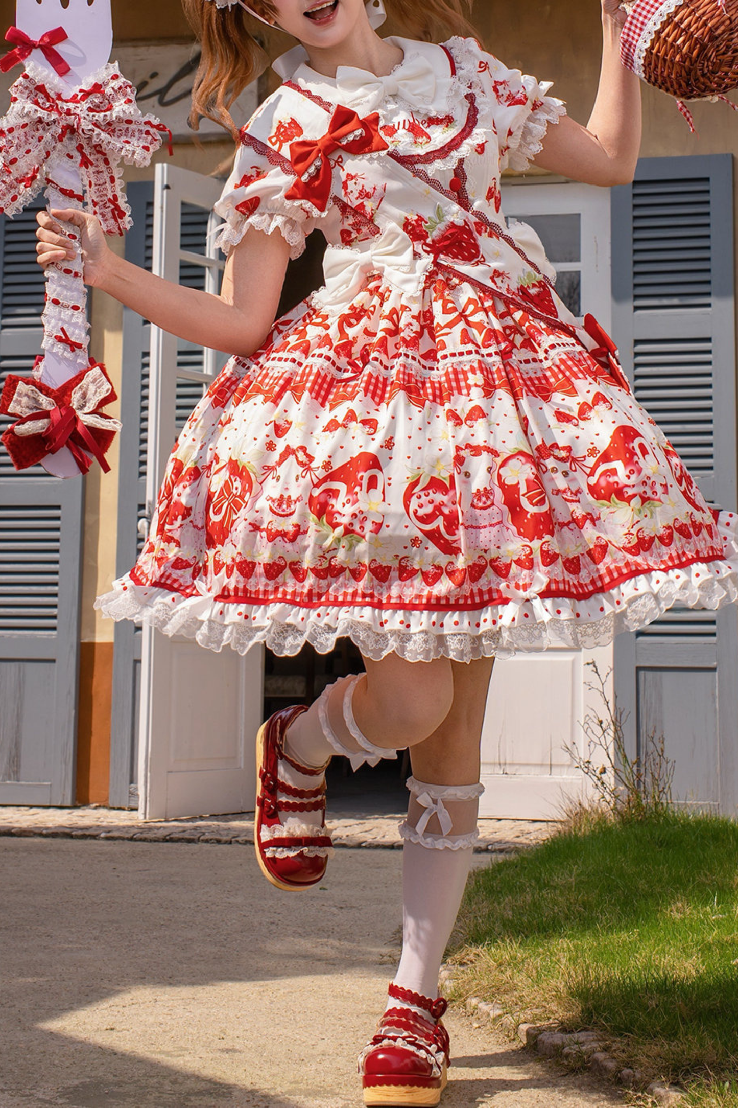 Red Berry Lolita Dress + Ribbon + Headband