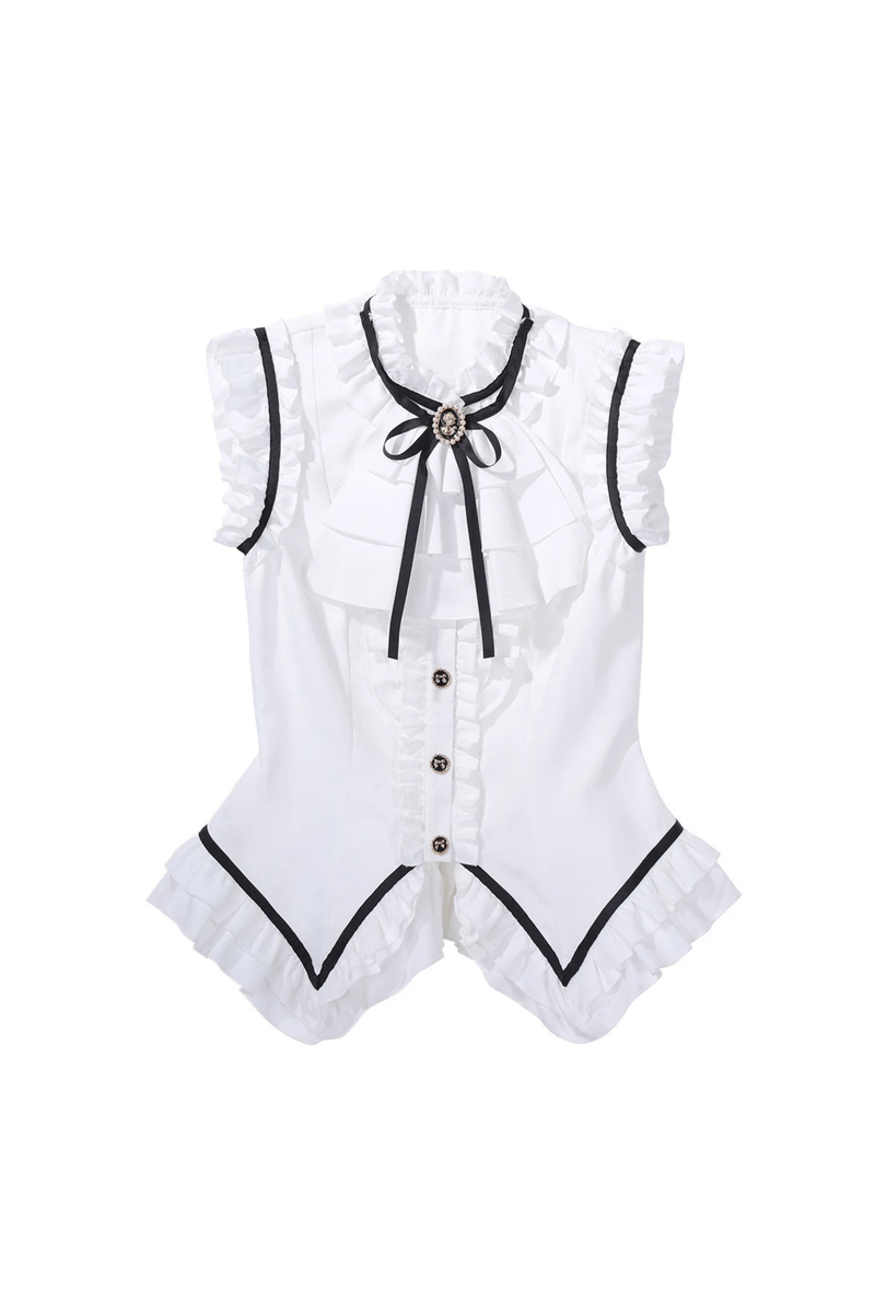 Flying Sleeve Sweet Dark Top + Flare Skirt