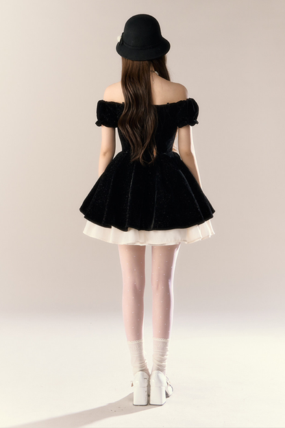 Velvet Girly French Banquet Dress