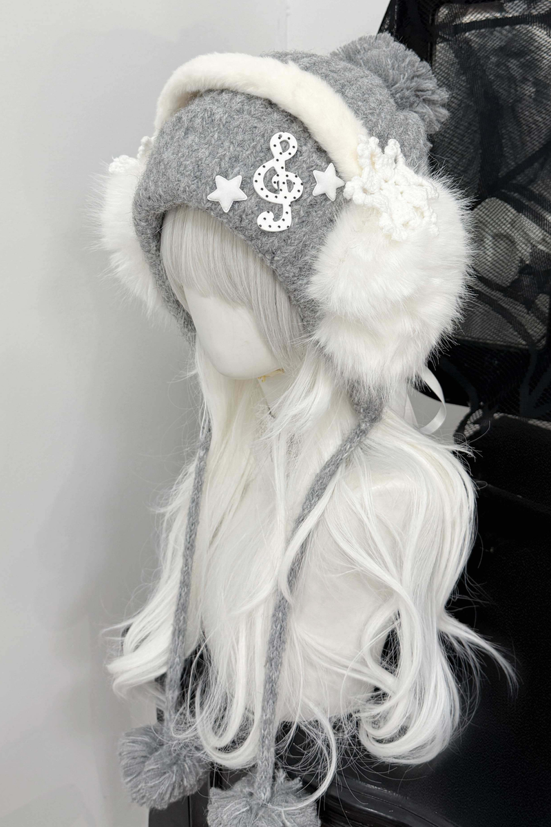 Snow Music Knit Hat + Ear Muffs
