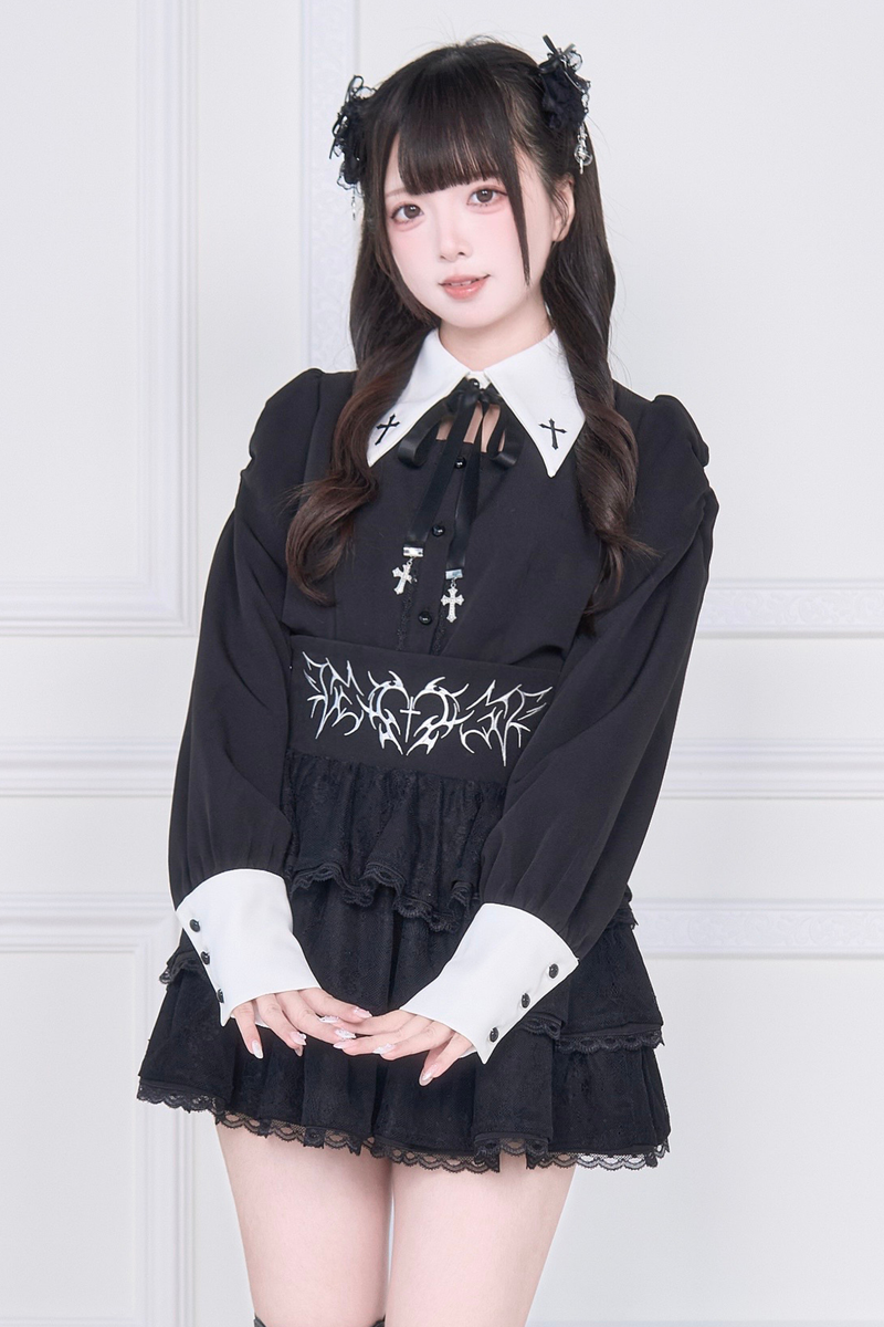 Cross Embroidery Shirt + Skirt