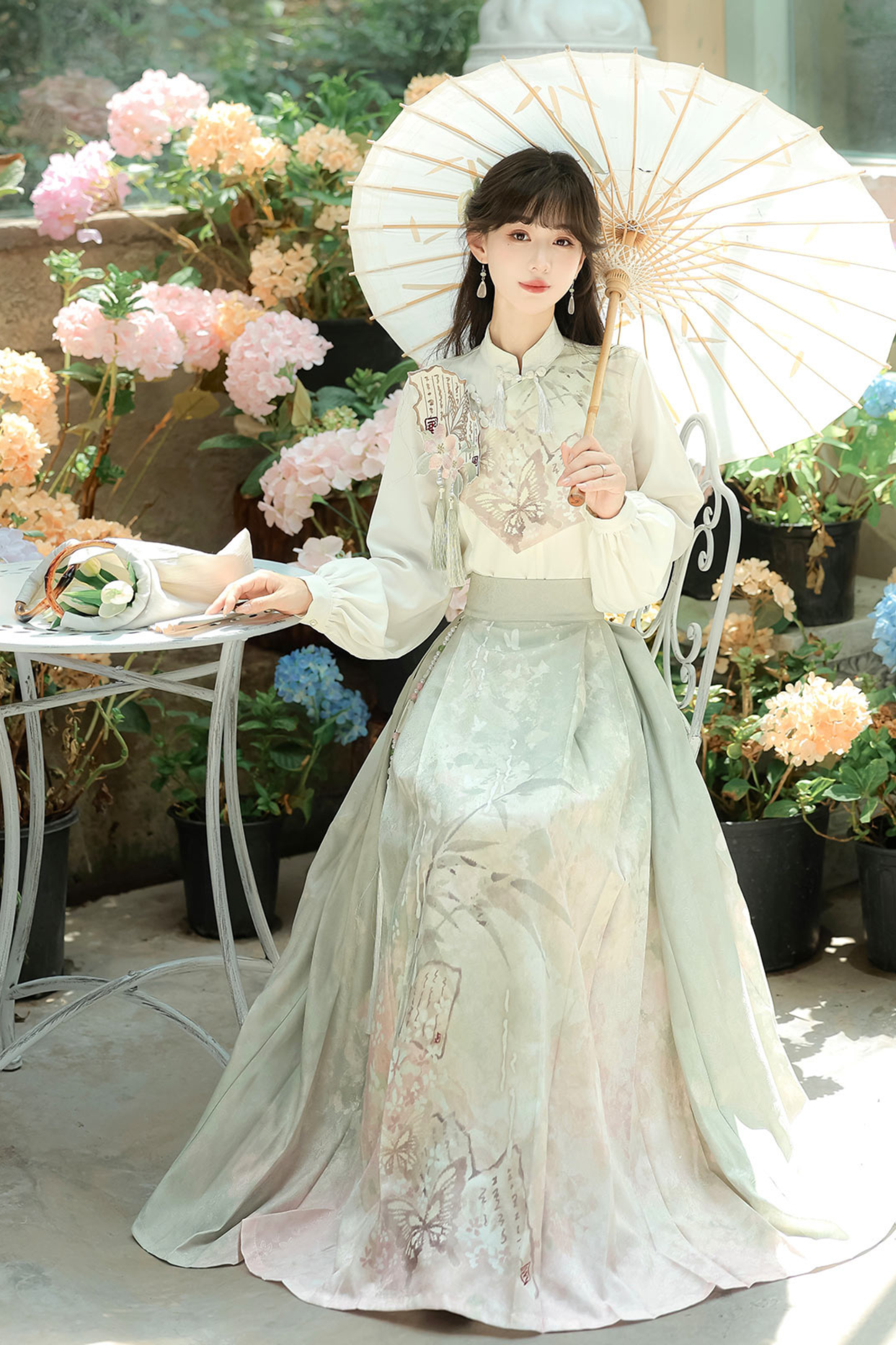 Retro China Top + Long Skirt