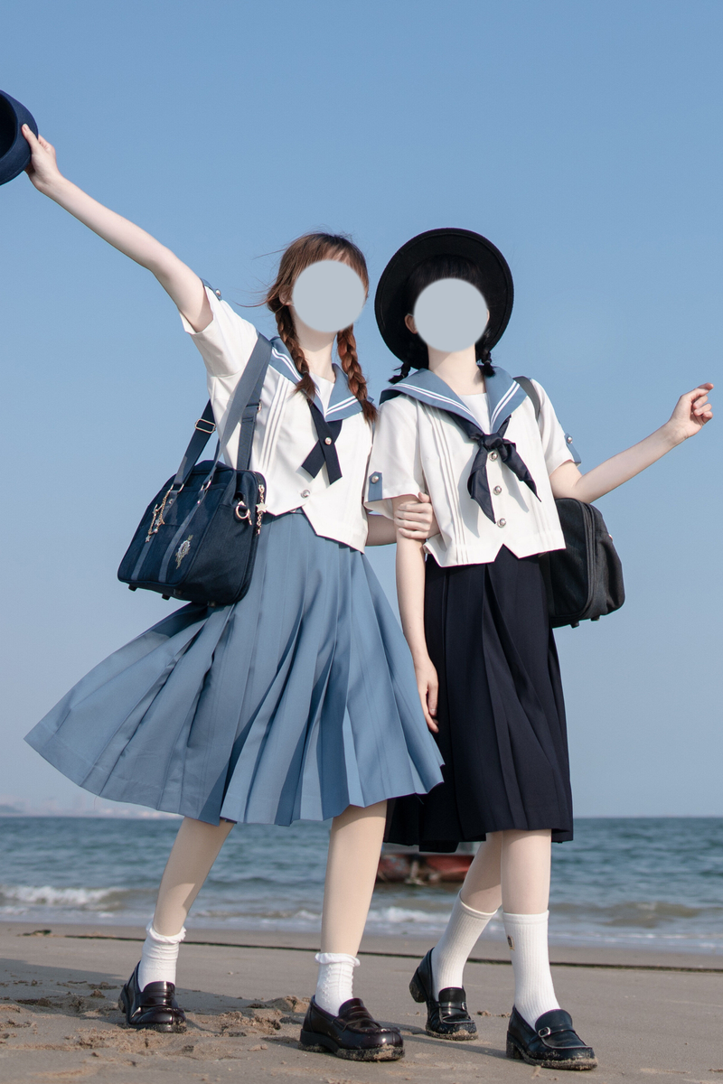 Retro College Sailor Shirt + Ribbon + Skirt