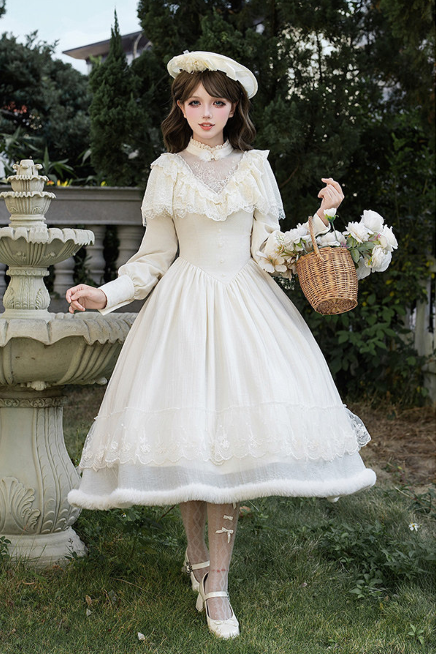 Red Snow Fishtail Dress + Flare Dress + Hat + Clip