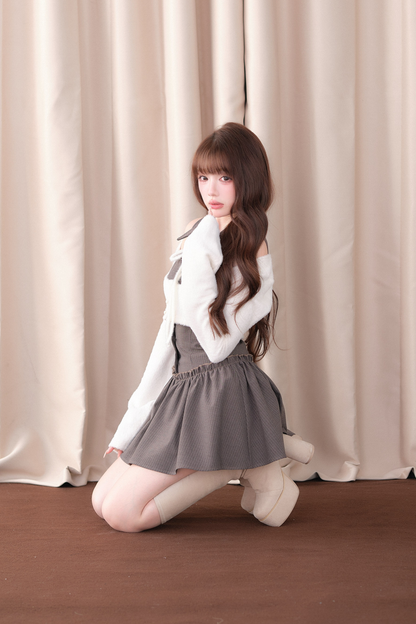 Sweet Off Shoulder Faux Two Piece Dress
