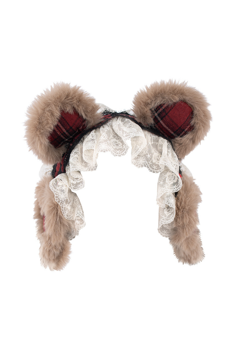 [pre-order] Plaid Lolita Jsk + Hooded Cloak + Knit + Bear Headband