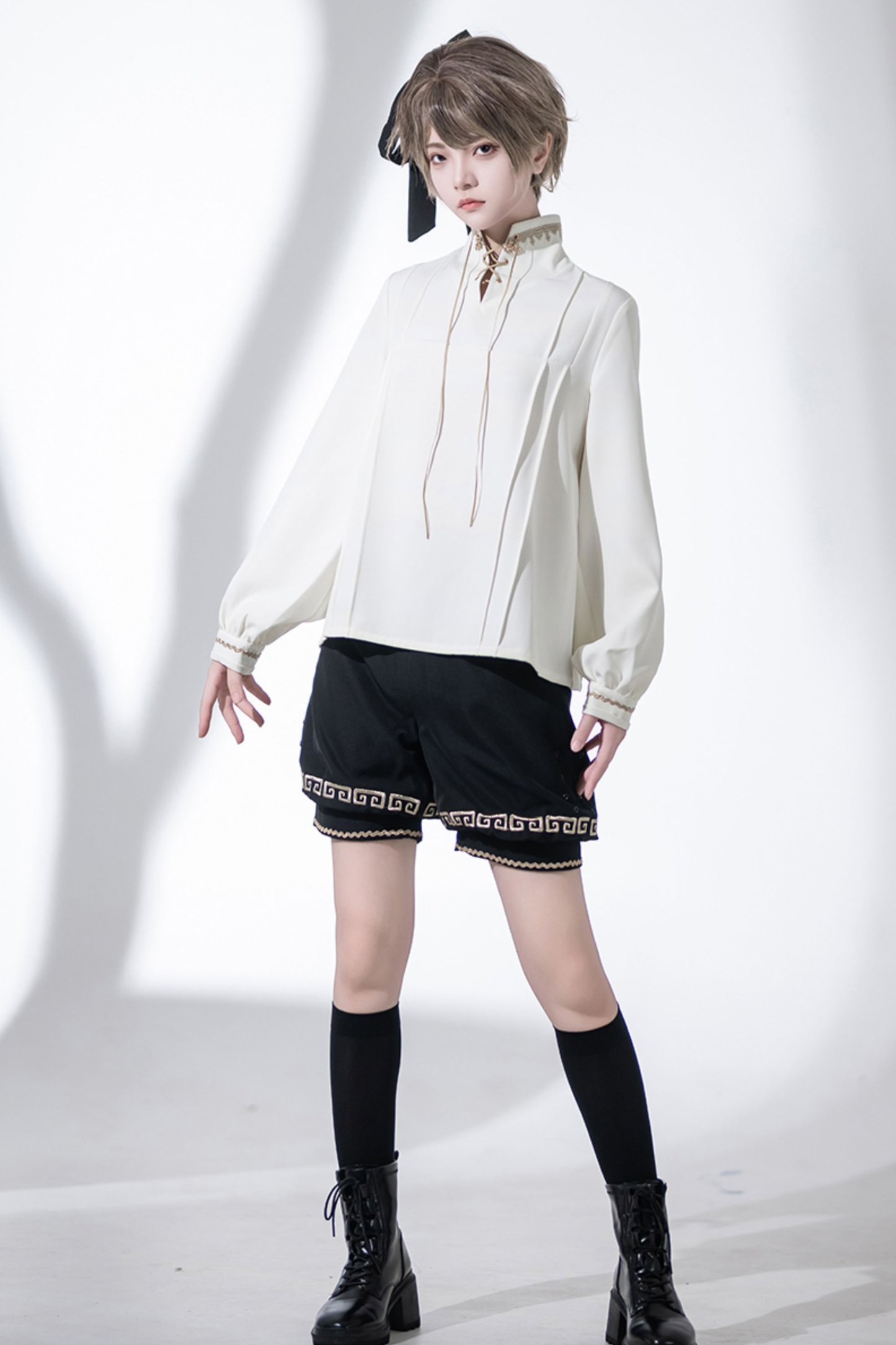 Retro Stand Collar Shirt + Shorts + Jacket