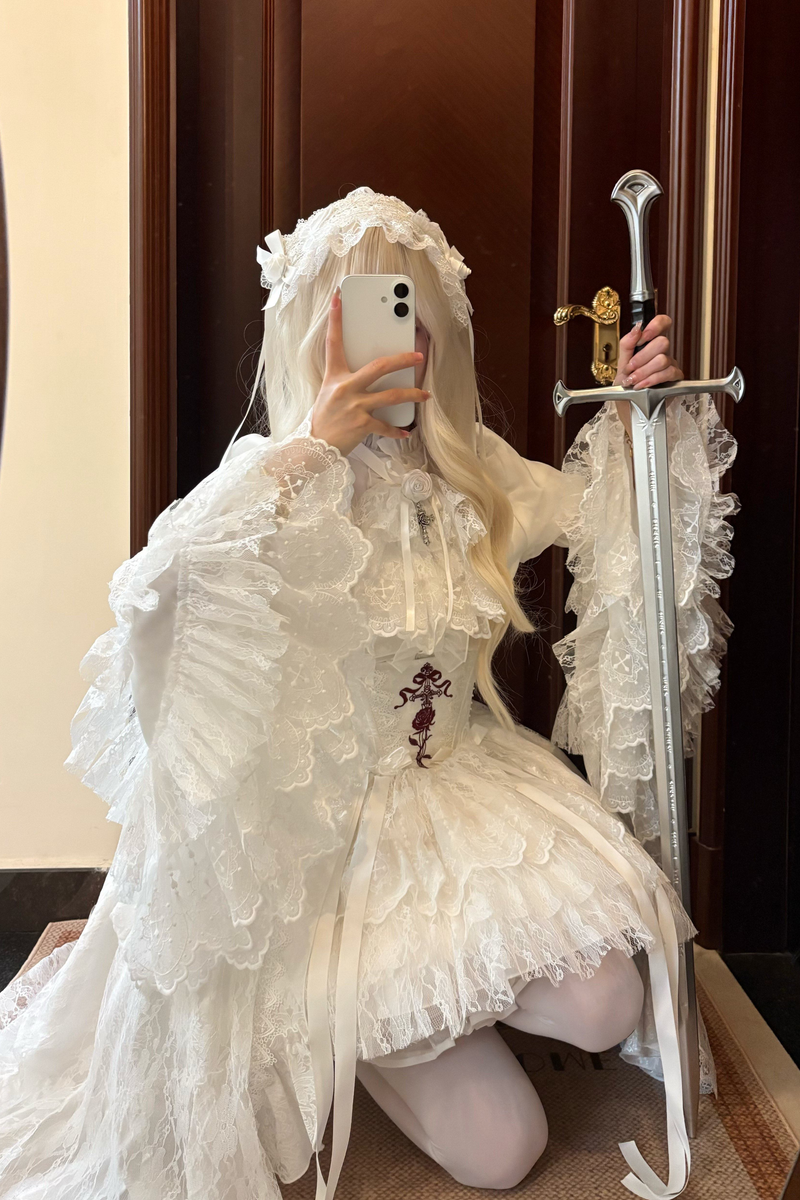 [pre-order Deadline: March 18] Dark Gothic Lolita Skirt + Shirt + Headband + Hat + Sleeve