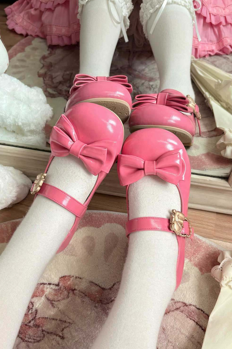 Glossy Color Ribbon Shoes