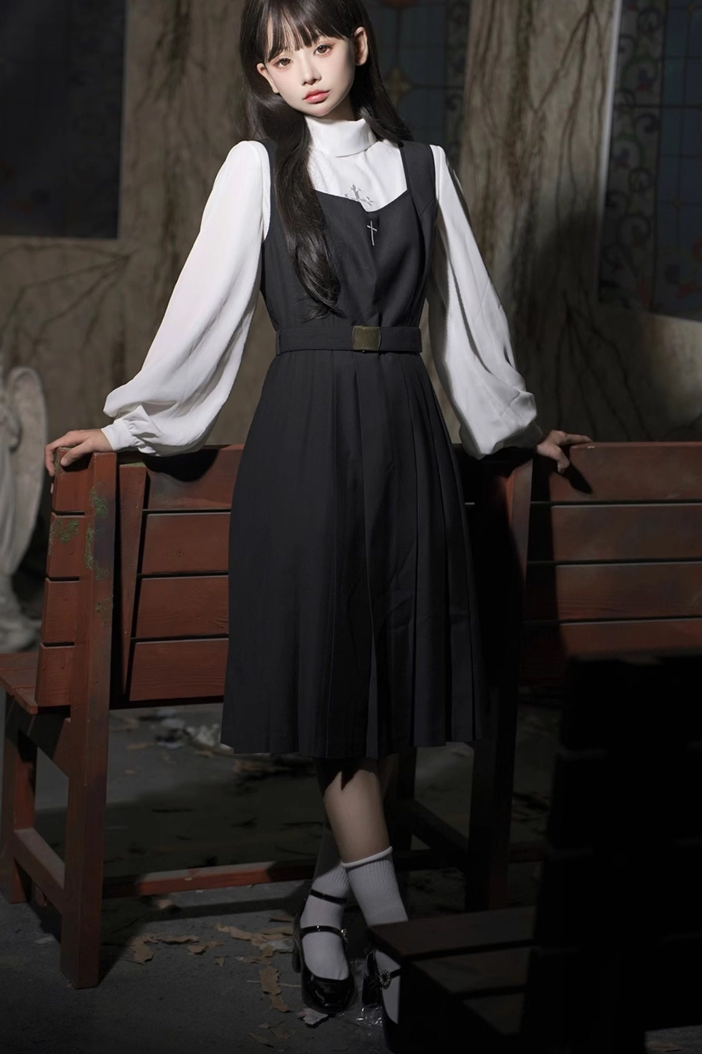 Gothic School Mantle + Top + Vest Dress