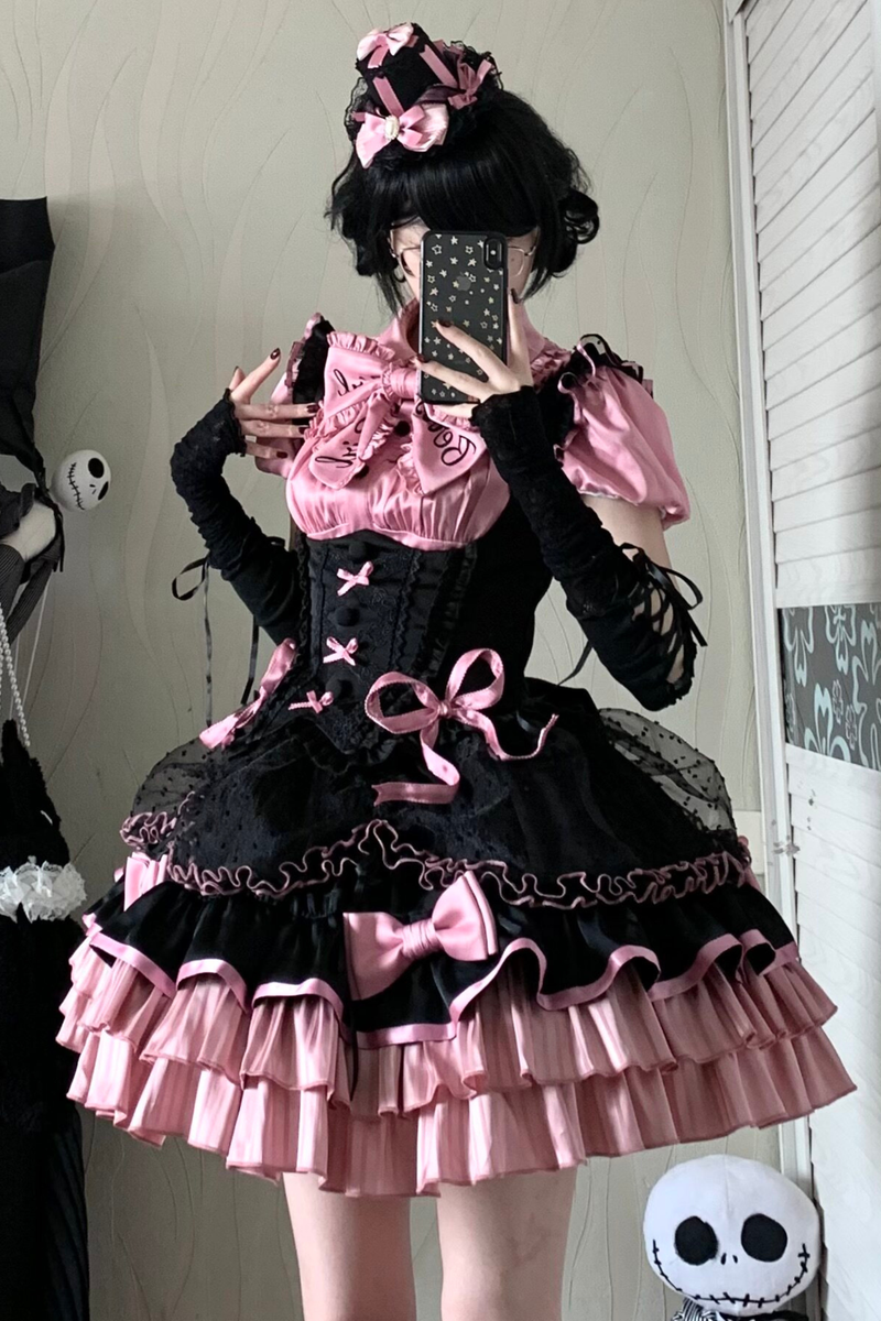 [pre-order Deadline: March 10] Candy Heartbeat Lolita Shirt + Jumper Skirt + Hat + Ribbon