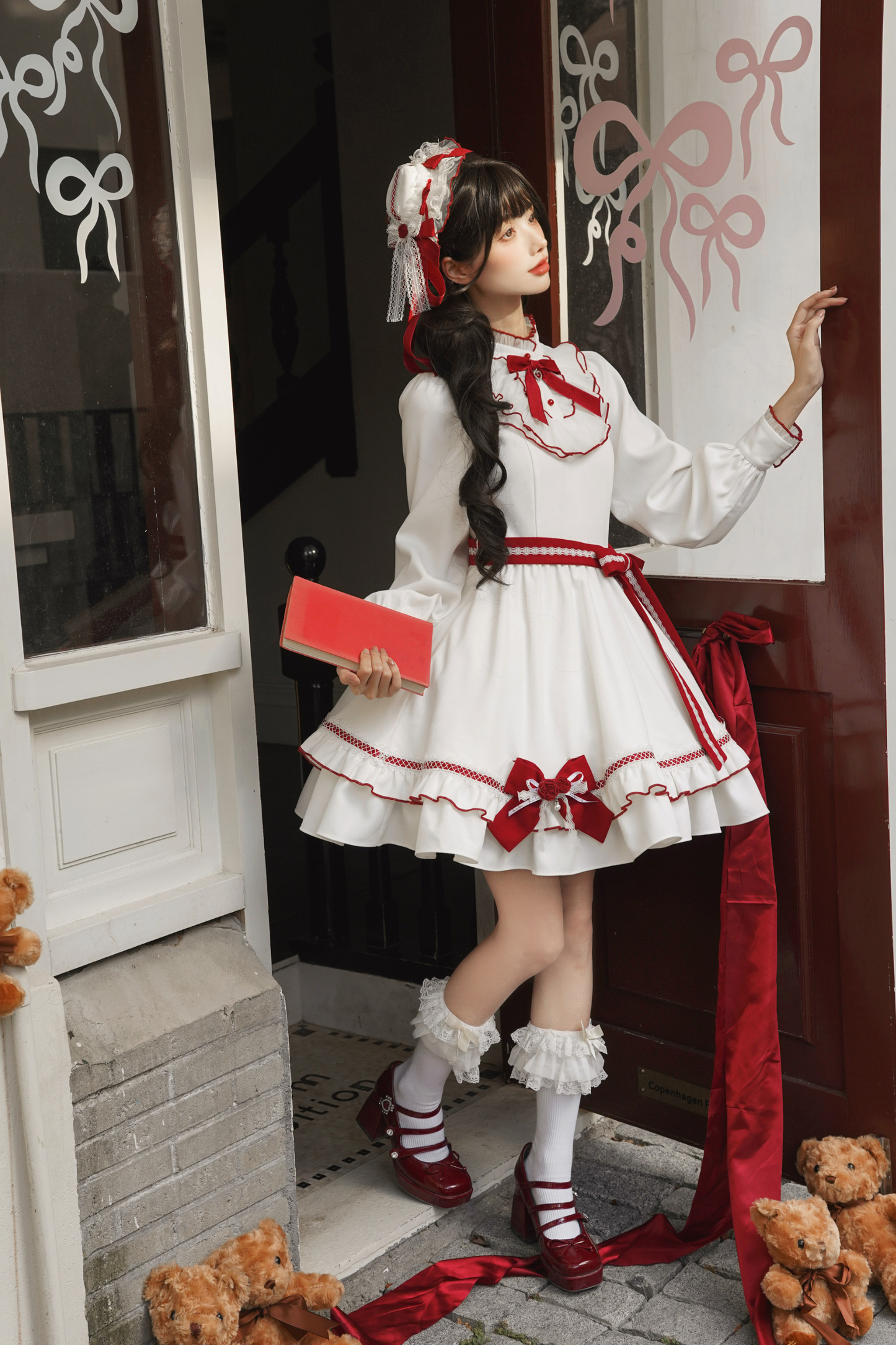Red Wish Ribbon Dress + Cape