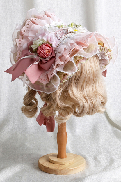 Country Bouquet Lolita Hood + Flat Hat + Clip Hat + Hair Band