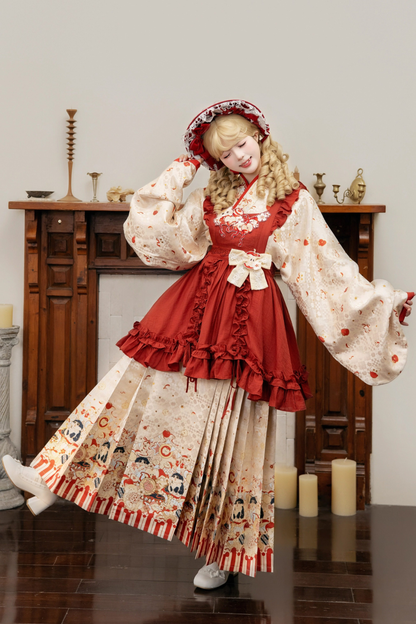 Apple Chinese-style Dress + Skirt + Overskirt + Brooch + Shawl
