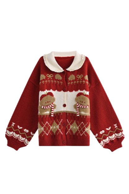 Animal Knit Polo Sweater + Cardigan