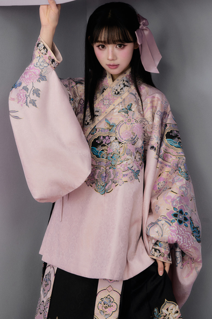 Sweet Chinese-style Jacket + Pleated Skirt + Accessories