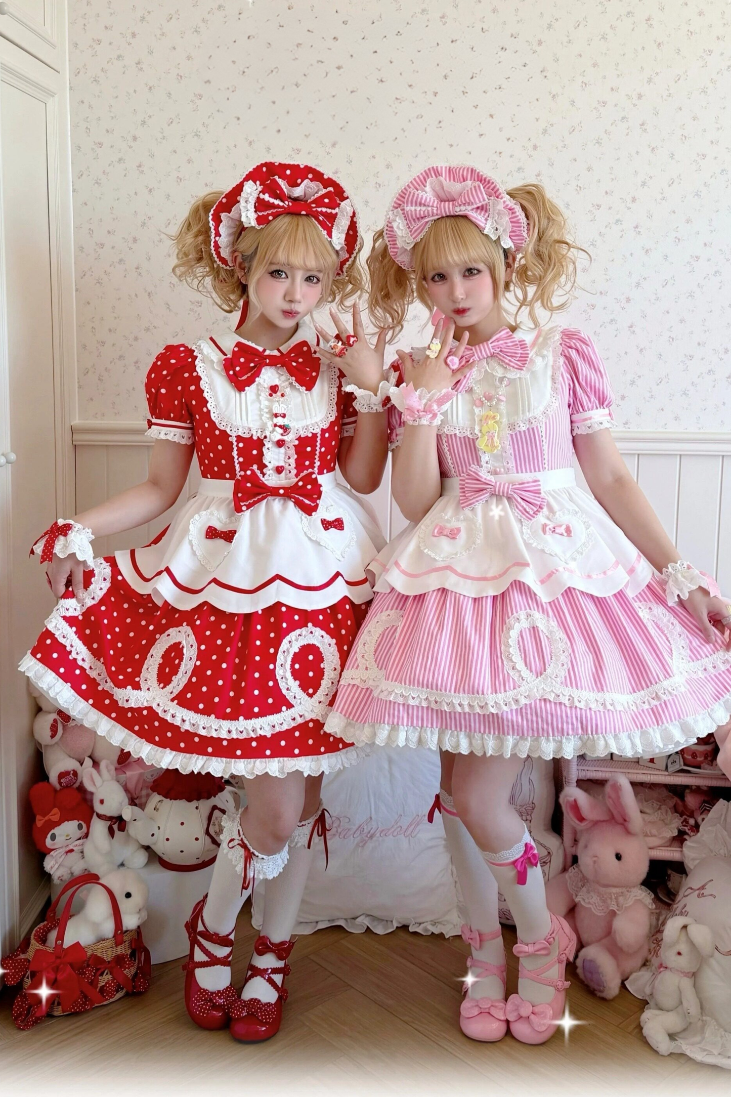 [pre-order] Retro Doll-like Lolita Dress + Hair Band + Clip + Bonnet + Hat