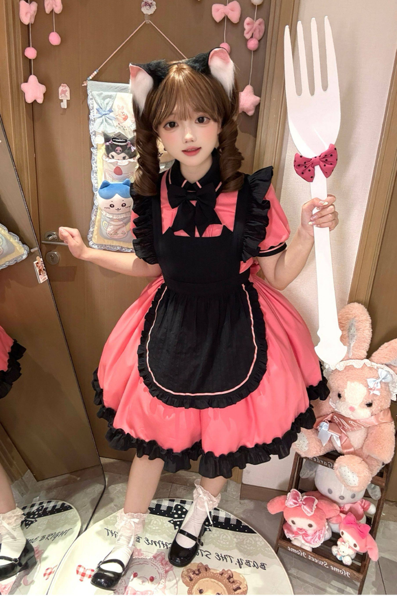 Mint Black Berry Lolita Dress + Apron + Tie