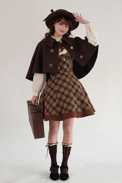 Brown [broken Pocket Watch] Sleeveless Printed Classic Lolita Bust-support Jsk Dress