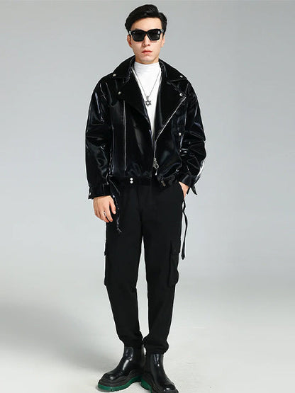 Shiny Leather Jacket Black