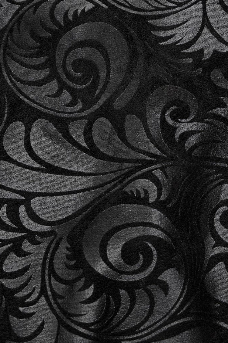 Black V Collar Sleeveless Exquisitely Carved Print Faux Leather Gothic Vest