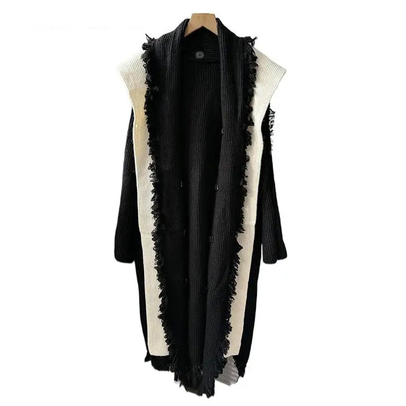 Long Knitted Cardigan Black